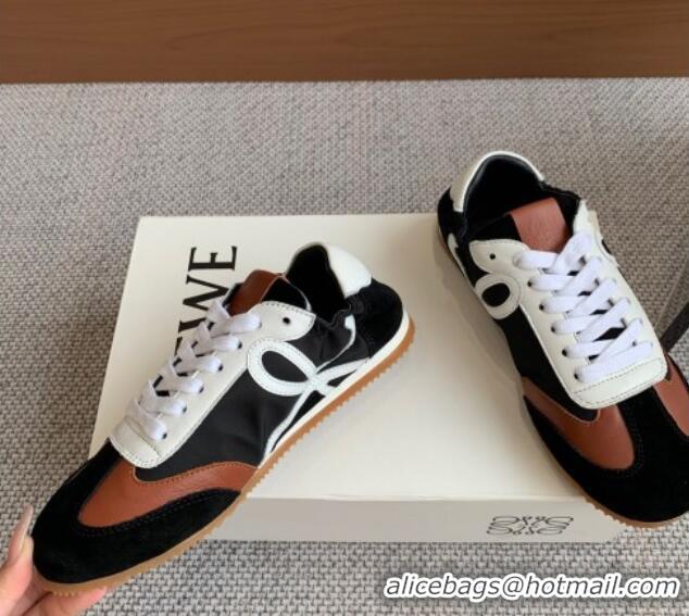 Perfect Loewe Ballet Runner 2.0 Sneakers in calfskin, nylon and suede Brown/Black/White 0221036