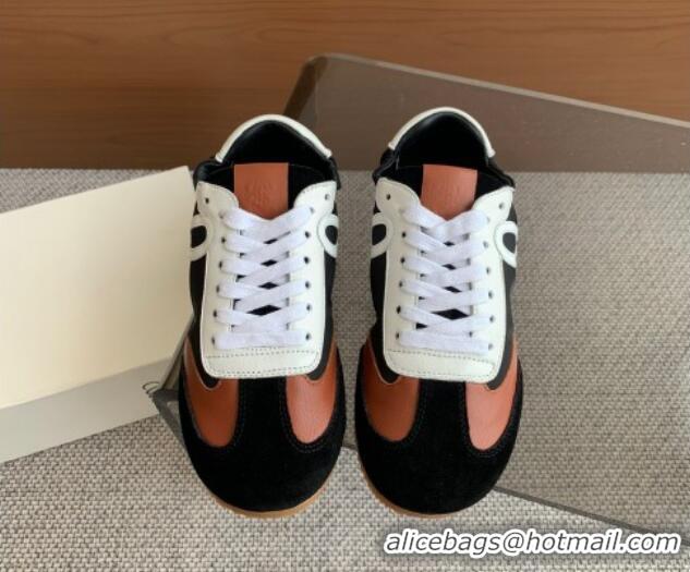 Perfect Loewe Ballet Runner 2.0 Sneakers in calfskin, nylon and suede Brown/Black/White 0221036