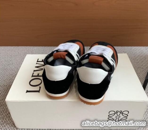 Perfect Loewe Ballet Runner 2.0 Sneakers in calfskin, nylon and suede Brown/Black/White 0221036