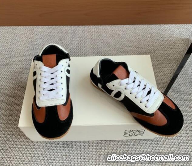 Perfect Loewe Ballet Runner 2.0 Sneakers in calfskin, nylon and suede Brown/Black/White 0221036