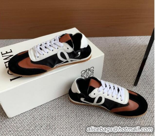 Perfect Loewe Ballet Runner 2.0 Sneakers in calfskin, nylon and suede Brown/Black/White 0221036