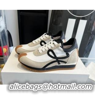 Good Looking Loewe Flow Runner Sneakers in calfskin, nylon and suede Grey/Black 0221053