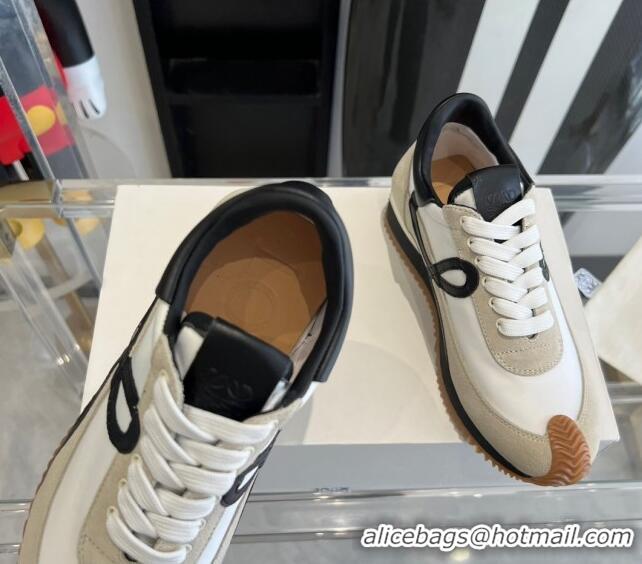 Good Looking Loewe Flow Runner Sneakers in calfskin, nylon and suede Grey/Black 0221053