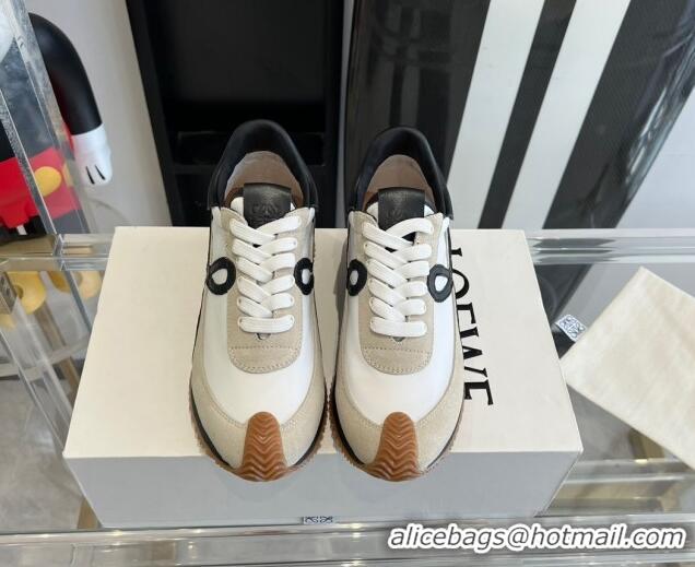 Good Looking Loewe Flow Runner Sneakers in calfskin, nylon and suede Grey/Black 0221053