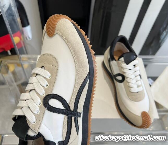 Good Looking Loewe Flow Runner Sneakers in calfskin, nylon and suede Grey/Black 0221053