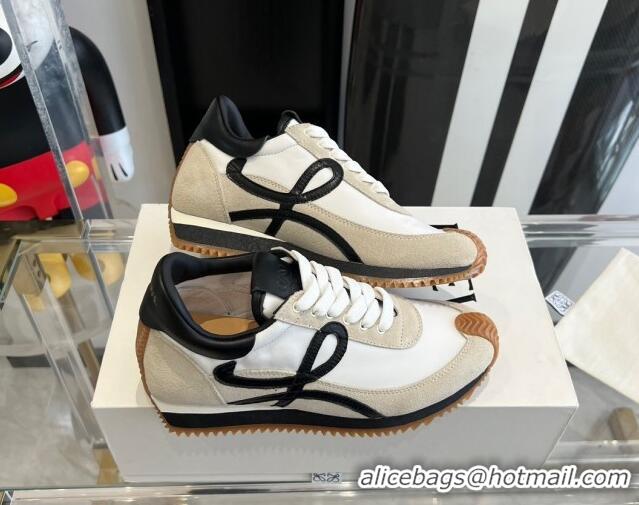 Good Looking Loewe Flow Runner Sneakers in calfskin, nylon and suede Grey/Black 0221053