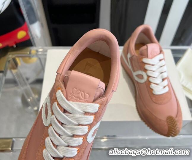 Luxurious Loewe Women's Flow Runner Sneakers in calfskin, nylon and suede Pink 0221048