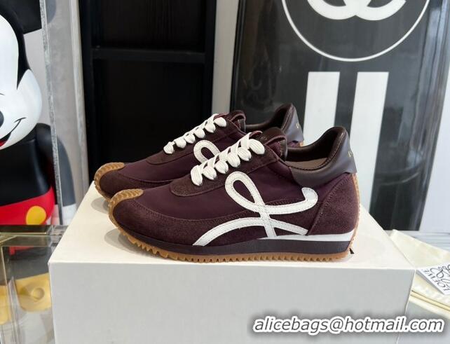 Sophisticated Loewe Flow Runner Sneakers in calfskin, nylon and suede Dark Purple 0221050