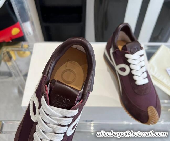 Sophisticated Loewe Flow Runner Sneakers in calfskin, nylon and suede Dark Purple 0221050