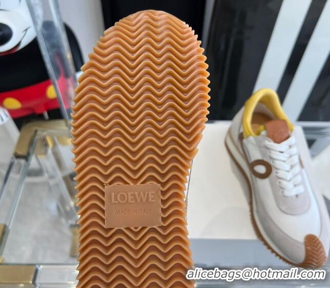 Good Quality Loewe Flow Runner Sneakers in calfskin, nylon and suede Yellow 0221056