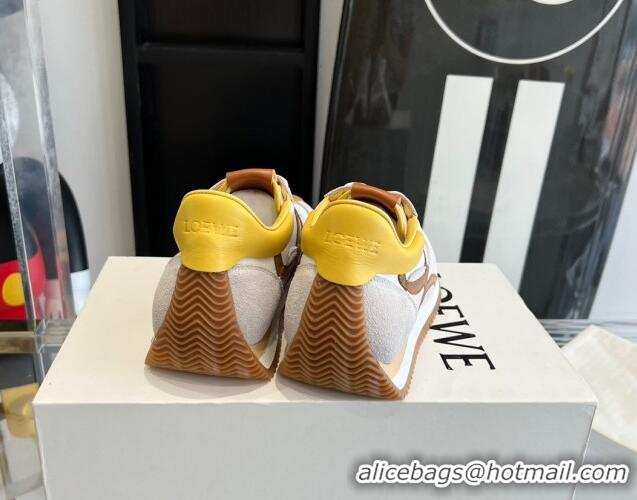 Good Quality Loewe Flow Runner Sneakers in calfskin, nylon and suede Yellow 0221056