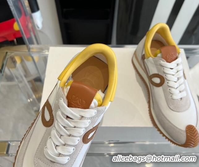 Good Quality Loewe Flow Runner Sneakers in calfskin, nylon and suede Yellow 0221056