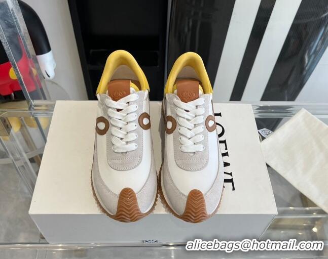 Good Quality Loewe Flow Runner Sneakers in calfskin, nylon and suede Yellow 0221056