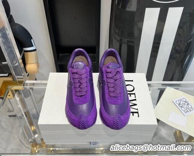 Purchase Loewe Flow Runner Sneakers in calfskin and suede Purple 0221062