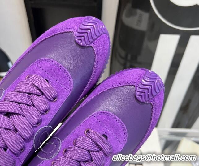 Purchase Loewe Flow Runner Sneakers in calfskin and suede Purple 0221062