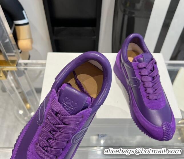 Purchase Loewe Flow Runner Sneakers in calfskin and suede Purple 0221062