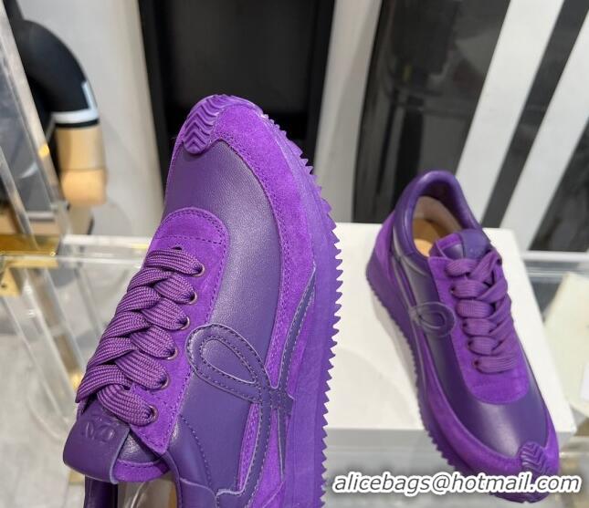 Purchase Loewe Flow Runner Sneakers in calfskin and suede Purple 0221062