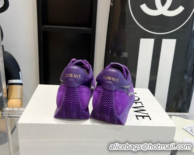 Purchase Loewe Flow Runner Sneakers in calfskin and suede Purple 0221062