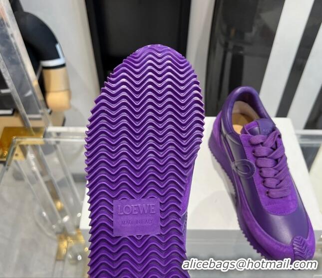 Purchase Loewe Flow Runner Sneakers in calfskin and suede Purple 0221062