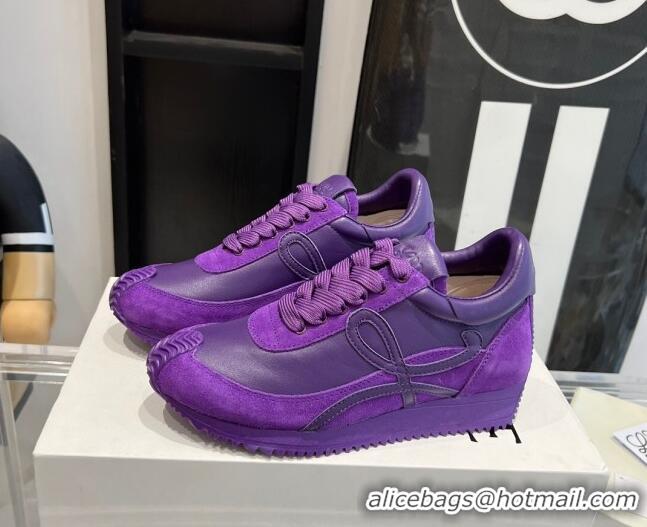 Purchase Loewe Flow Runner Sneakers in calfskin and suede Purple 0221062