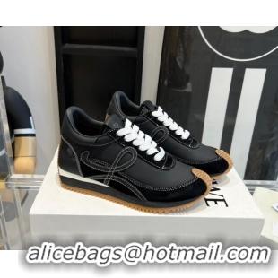 Sumptuous Loewe Flow Runner Sneakers in calfskin and suede Black 0221064