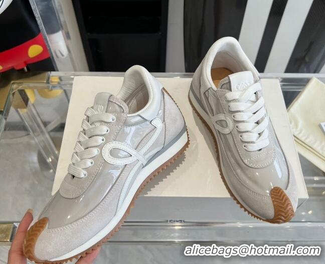 Luxury Discount Loewe Flow Runner Sneakers in PVC and suede White 0221067