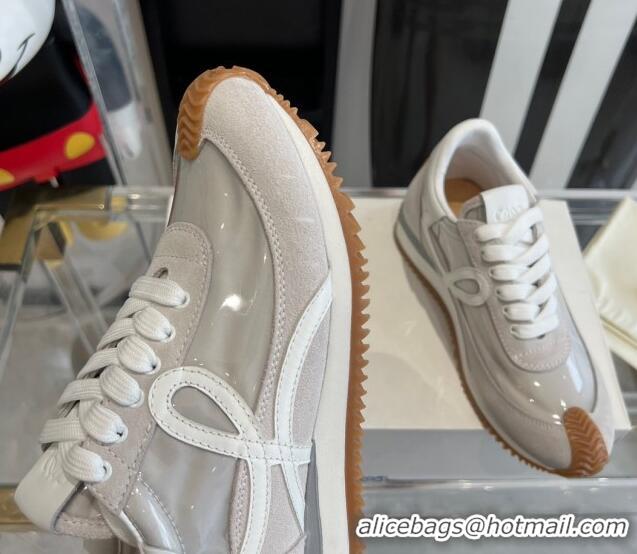 Luxury Discount Loewe Flow Runner Sneakers in PVC and suede White 0221067