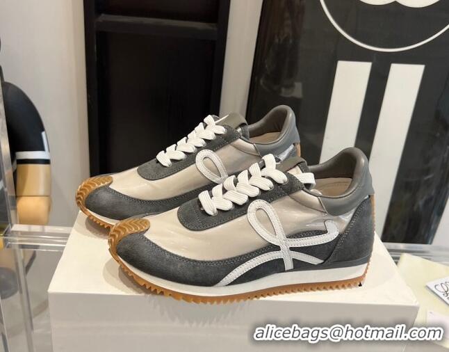 Luxury Loewe Flow Runner Sneakers in PVC and suede Dark Grey 0221068