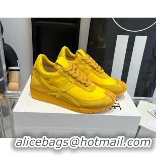 Perfect Loewe Flow Runner Sneakers in calfskin, nylon and suede Yellow 0221071