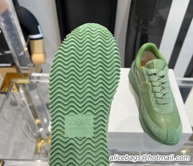 Good Product Loewe Flow Runner Sneakers in calfskin and suede Light Green 0221063