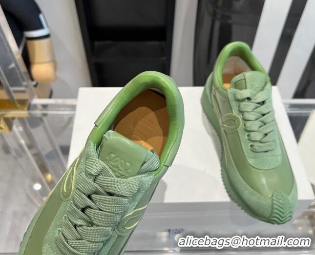 Good Product Loewe Flow Runner Sneakers in calfskin and suede Light Green 0221063