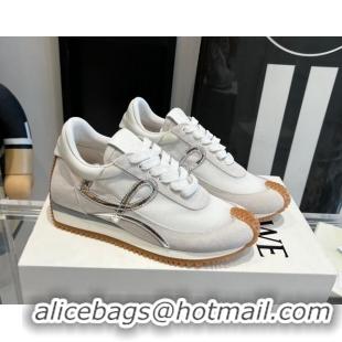 Charming Loewe Flow Runner Sneakers in Mesh and suede White/Silver 0221069