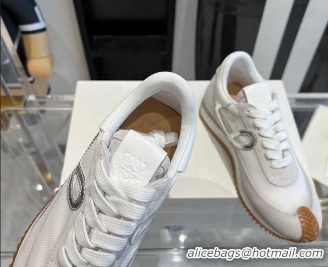 Charming Loewe Flow Runner Sneakers in Mesh and suede White/Silver 0221069