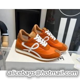 Buy Discount Loewe Flow Runner Sneakers in calfskin, nylon and suede Orange 0221075