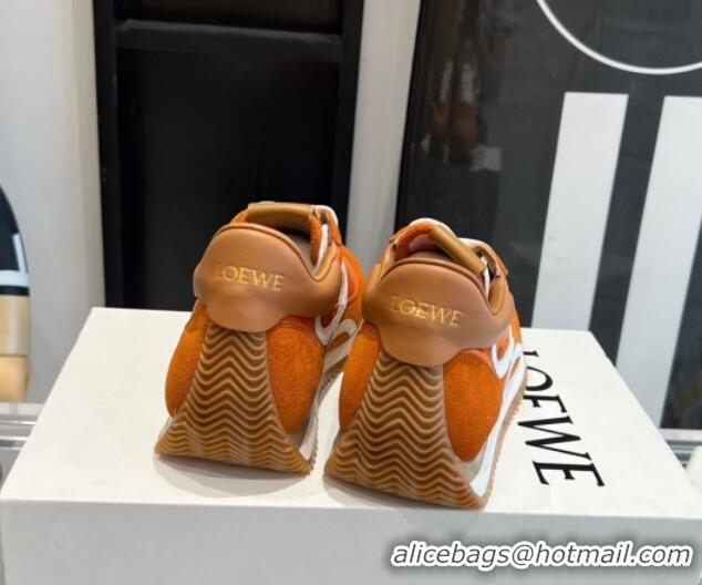 Buy Discount Loewe Flow Runner Sneakers in calfskin, nylon and suede Orange 0221075