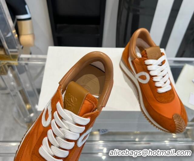 Buy Discount Loewe Flow Runner Sneakers in calfskin, nylon and suede Orange 0221075