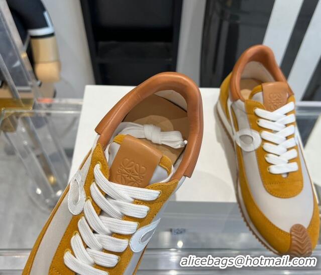 Best Product Loewe Flow Runner Sneakers in calfskin, nylon and suede Yellow 0221077