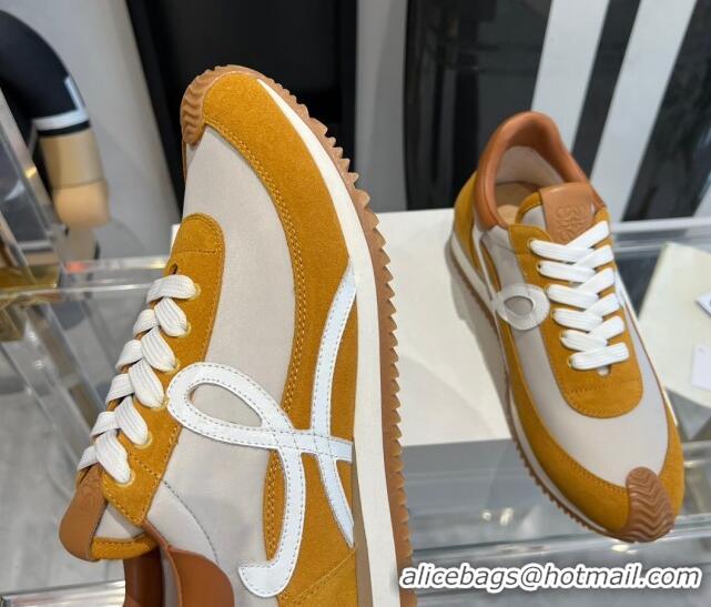 Best Product Loewe Flow Runner Sneakers in calfskin, nylon and suede Yellow 0221077