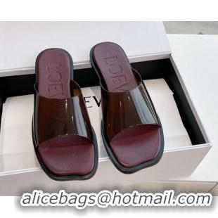 Good Quality Loewe Campo PVC Flat Slides Sandal with Buckle Strap Brown 0221082