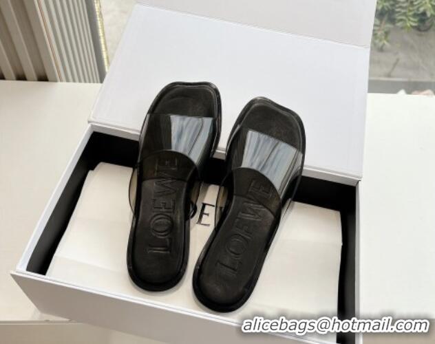 Best Price Loewe Campo PVC Flat Slides Sandal with Buckle Strap Black 0221084