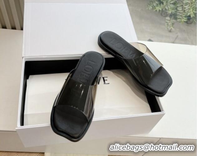 Best Price Loewe Campo PVC Flat Slides Sandal with Buckle Strap Black 0221084