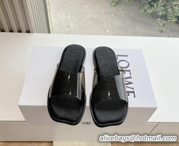 Best Price Loewe Campo PVC Flat Slides Sandal with Buckle Strap Black 0221084