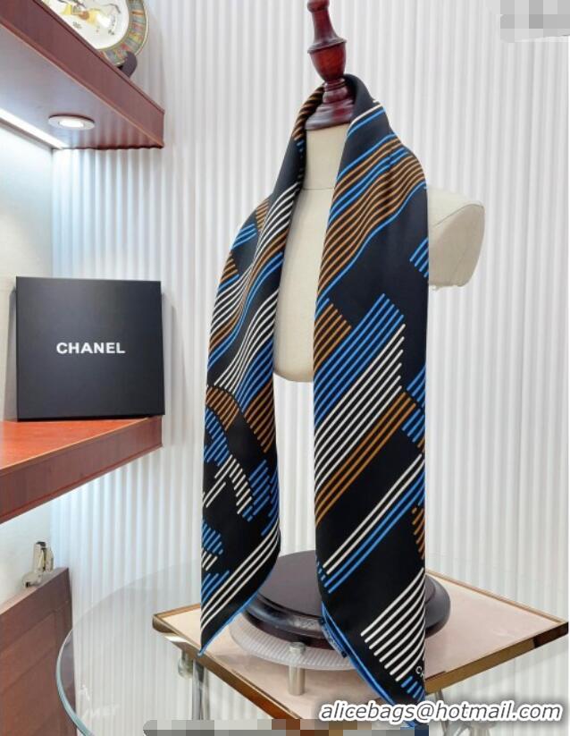 Famous Brand Chanel Silk Sqaure Scarf 90x90cm 051404 Blue 2024