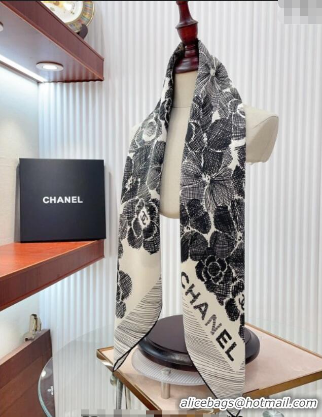 Pretty Style Chanel Silk Sqaure Scarf 90x90cm 051405 White 2024