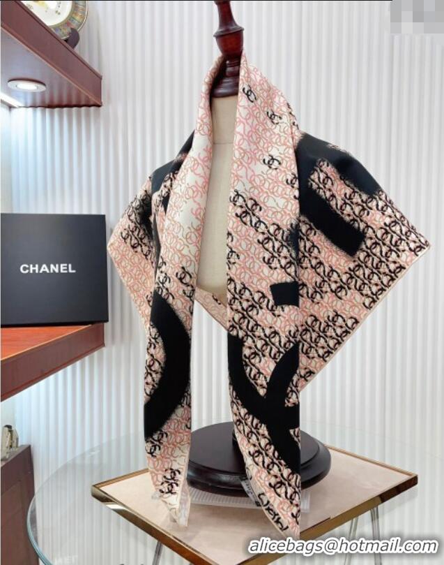 Buy Discount Chanel CC Allover Silk Sqaure Scarf 90x90cm 0514 Pink 2024