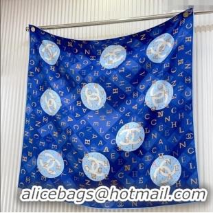 Grade Design Chanel Silk Sqaure Scarf 90x90cm 051407 Blue 2024