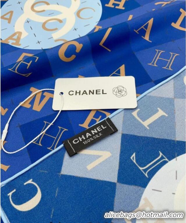 Grade Design Chanel Silk Sqaure Scarf 90x90cm 051407 Blue 2024