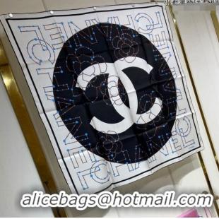 Best Price Chanel Silk Sqaure Scarf 90x90cm 051408 White 2024