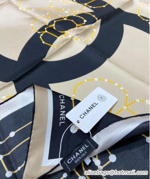 Buy Cheapest Chanel Silk Sqaure Scarf 90x90cm 051408 Black 2024