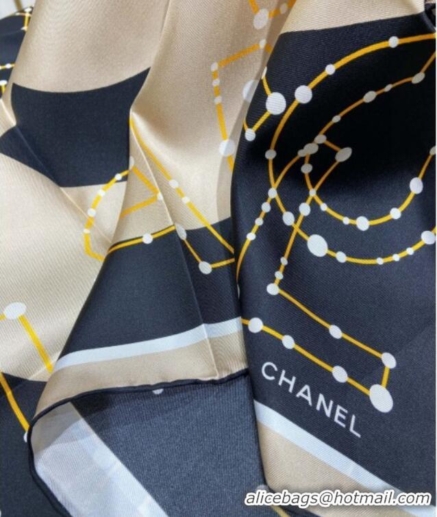 Buy Cheapest Chanel Silk Sqaure Scarf 90x90cm 051408 Black 2024